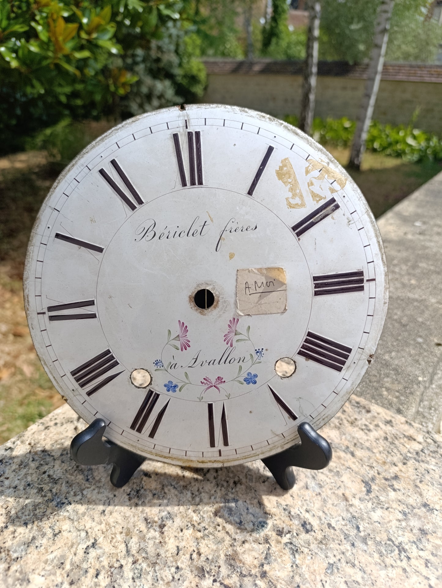 Ancien cadran d’horloge Bériclet Frères à Avallon – XIXe / début XXe – 22,7 cm