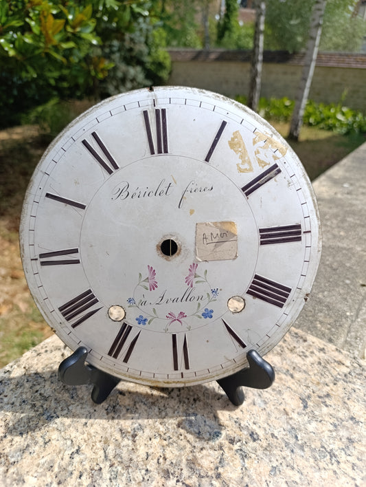 Ancien cadran d’horloge Bériclet Frères à Avallon – XIXe / début XXe – 22,7 cm