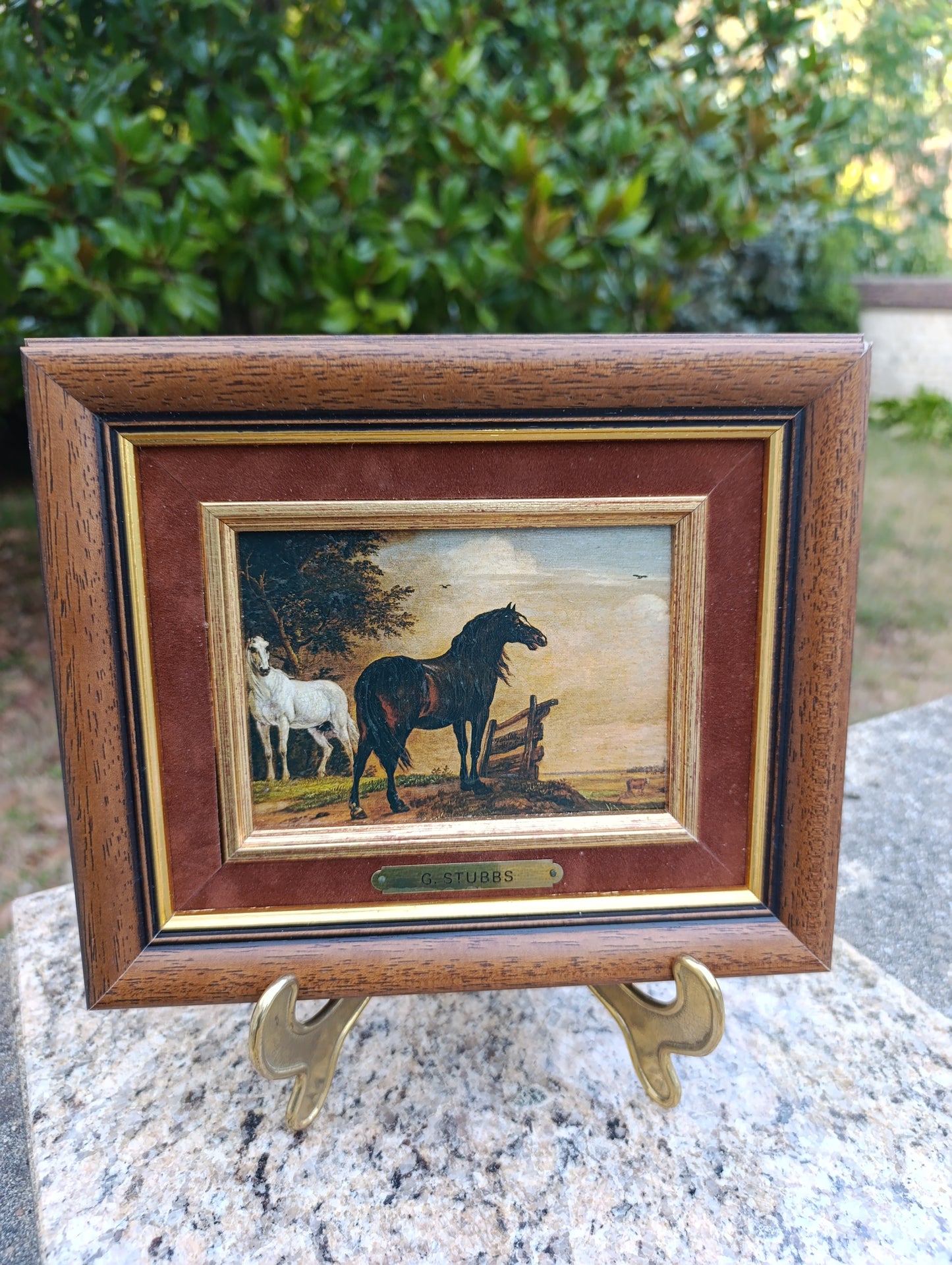 George Stubbs – Chevaux au pâturage – Reproduction tableau encadré vintage