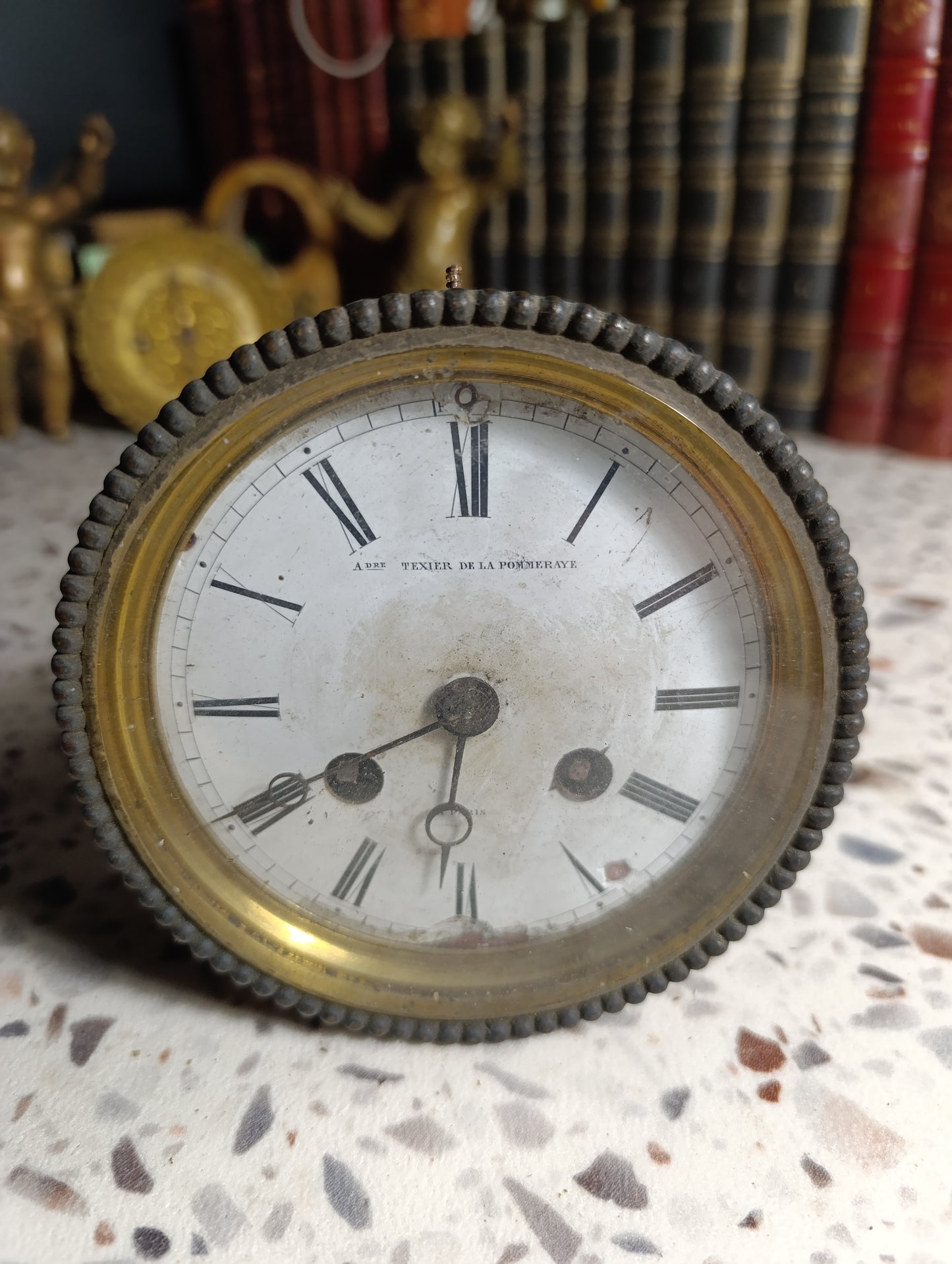 Mouvement d'horloge ancien à sonnerie Paris signé Texier de la Pommeraye – Ø 12,1 cm