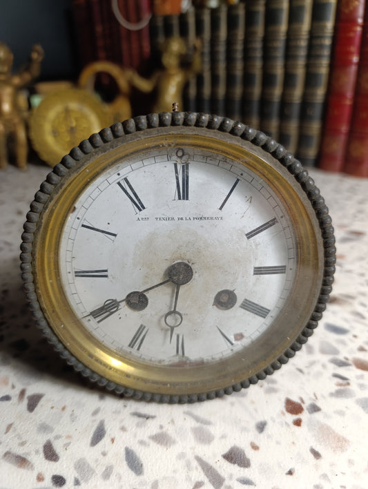 Mouvement d'horloge ancien à sonnerie Paris signé Texier de la Pommeraye – Ø 12,1 cm
