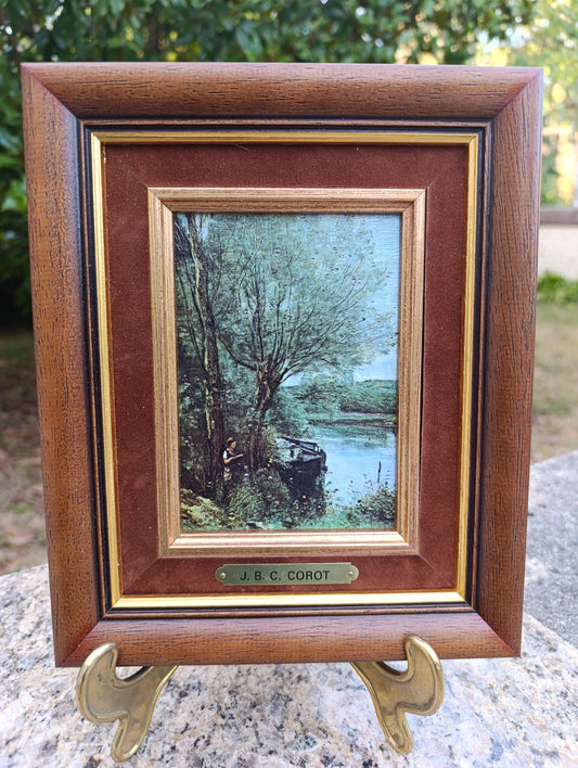 Jean-Baptiste Camille Corot – Paysage à la rivière – Reproduction tableau encadré vintage
