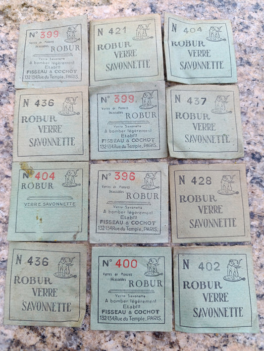 Lot de 12 verres Robur Savonnette anciens pour montre à gousset – Différentes références