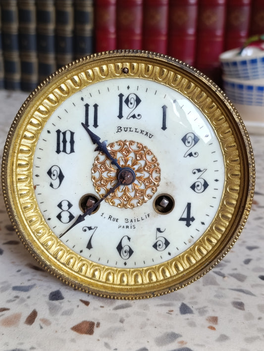 Mouvement de Pendule Ancienne Bulleau Paris Cadran Émaillé XIXe Siècle à Sonnerie