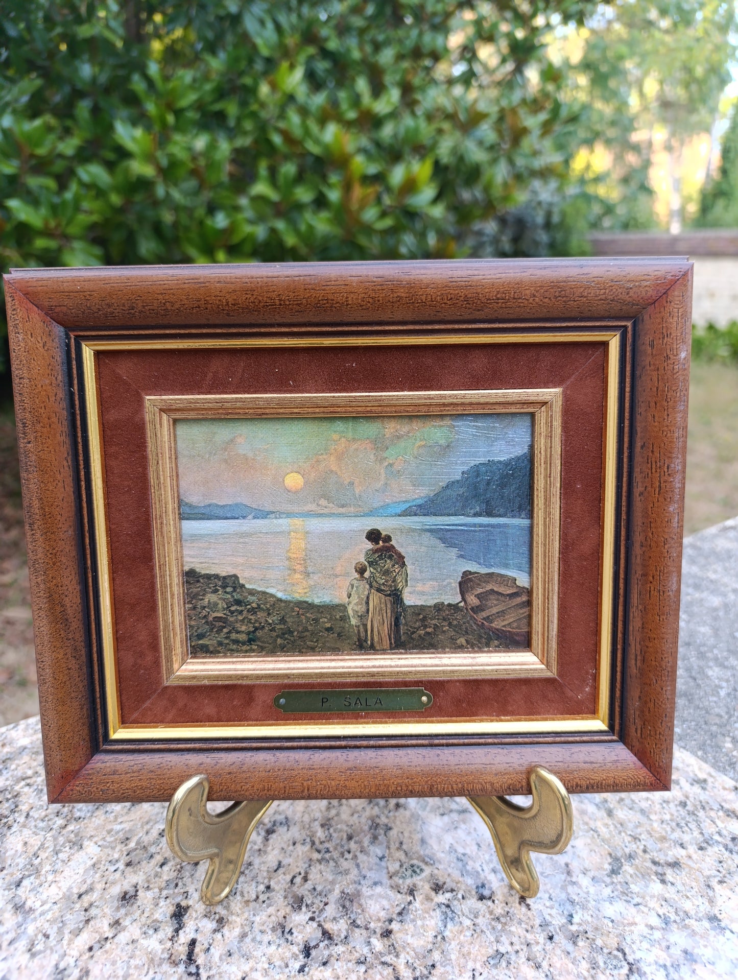 Paolo Sala – Mère et enfants au bord du lac – Reproduction encadrée