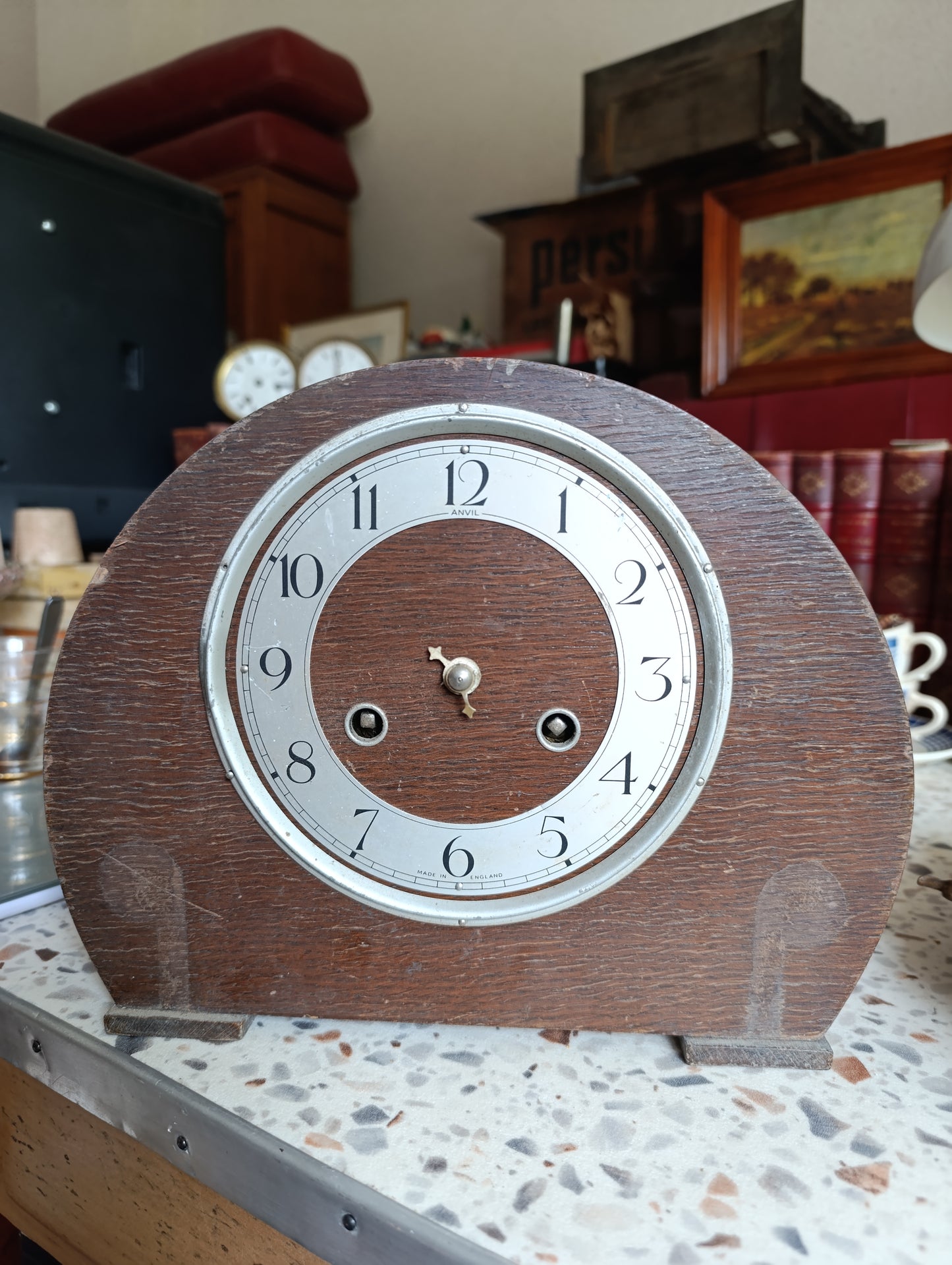 Pendule de cheminée Anvil British Clocks à restaurer – Mouvement mécanique anglais