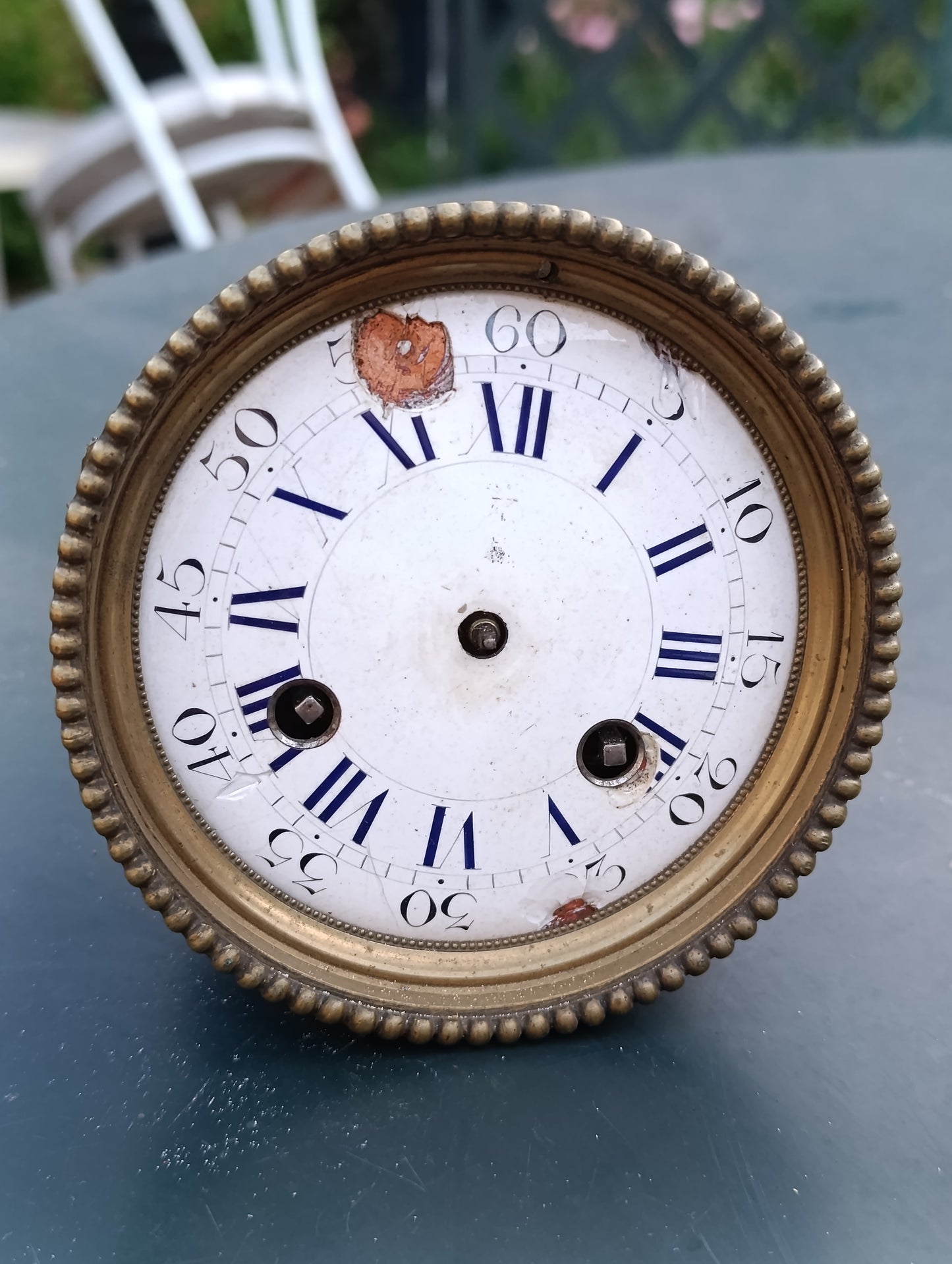 Cadran d'horloge ancienne E. & P. Barrard & Cie Paris en émail avec mécanisme