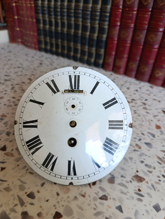Mouvement d'horloge ancienne à balancier avec cadran émaillé – Pour restauration ou pièces