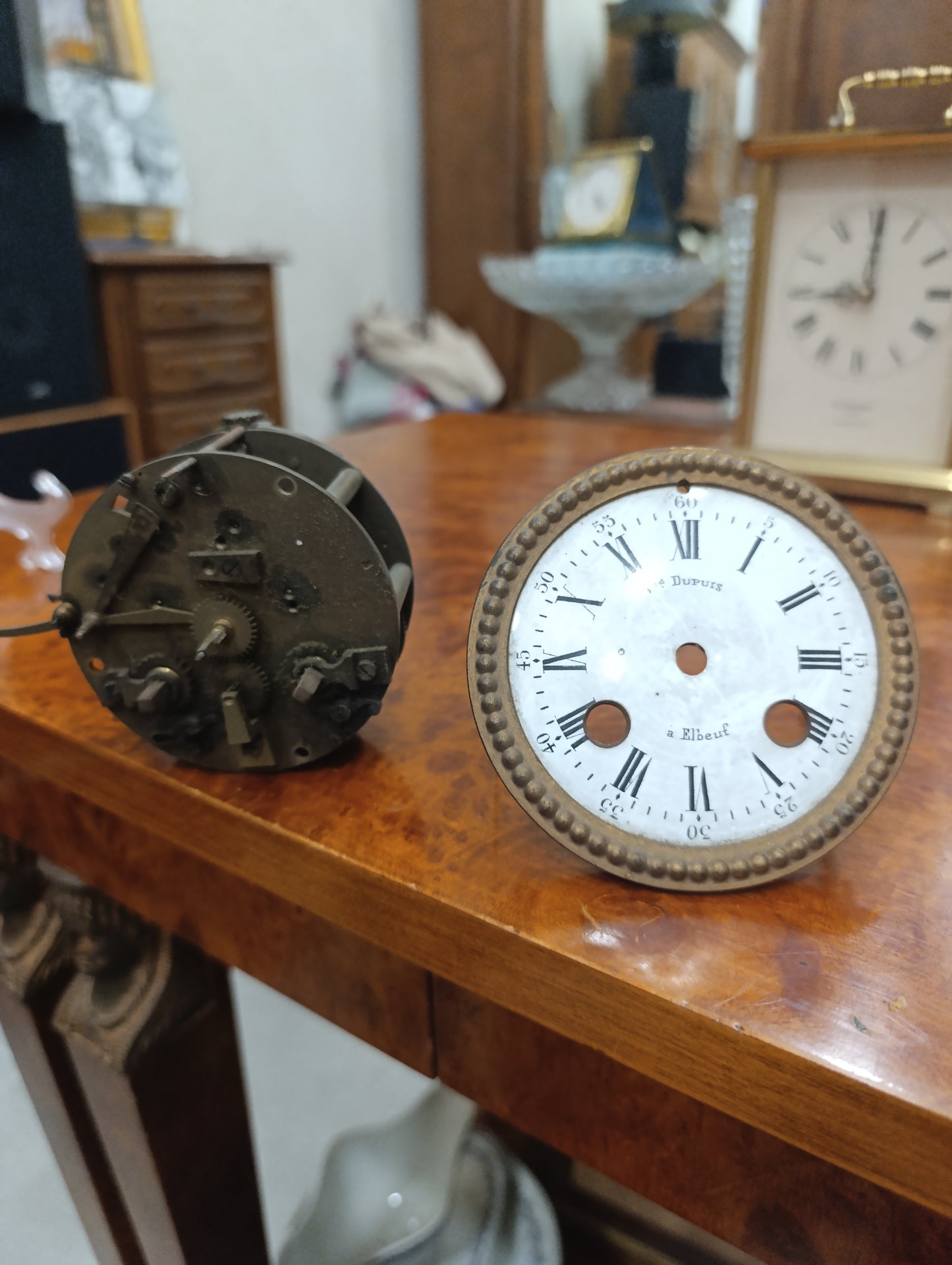 Mouvement d'horloge ancien Vve Dupuis Elbeuf avec cadran émaillé – À restaurer