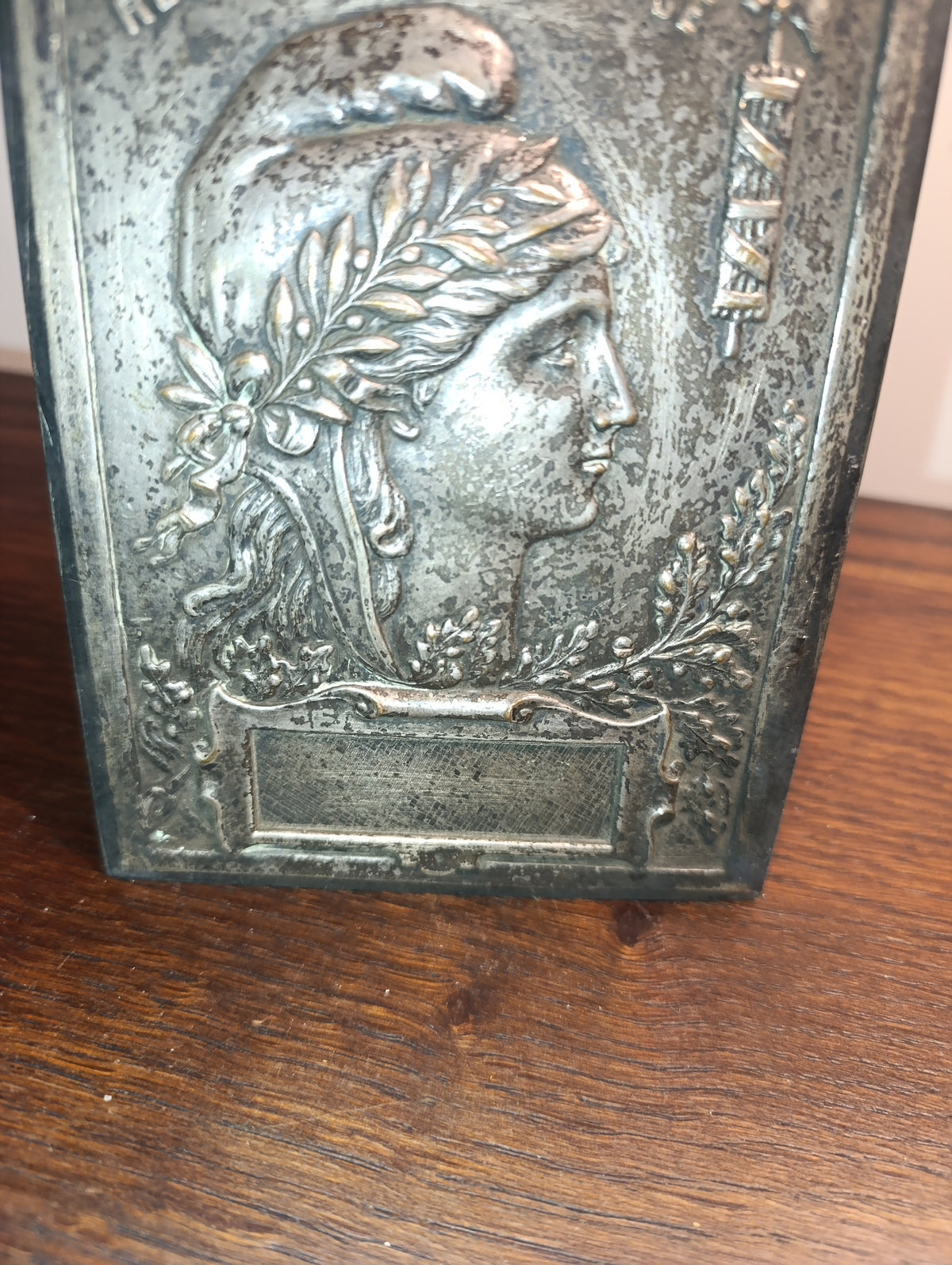 Détail du relief de Marianne et du cartouche
