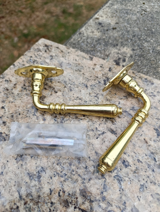 Paire de poignées de porte en laiton doré style classique – entraxe 4,2 cm