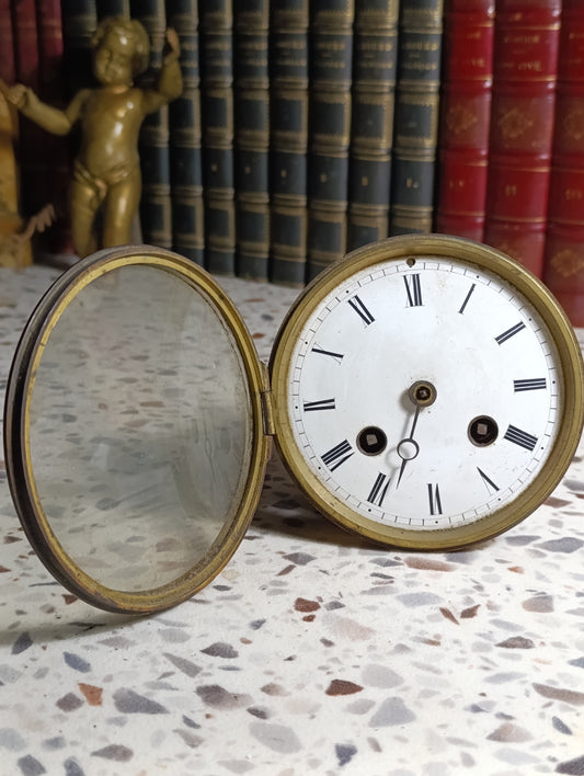 Réveil ancien mécanique Japy Frères – Cadran émaillé – Laiton – À restaurer