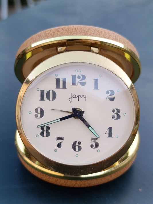 Réveil de voyage Japy pliant rond vintage – Made in France – Fonctionnel