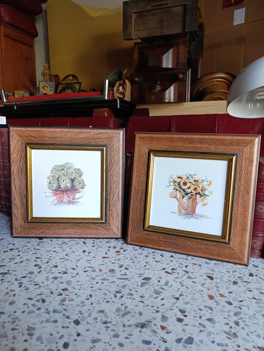 Lot de 2 tableaux décoratifs encadrés 29,5 x 29,5 cm