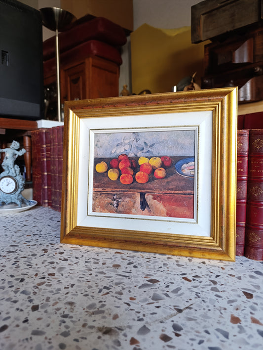 Tableau décoratif nature morte aux fruits style Cézanne encadré – 30,5 x 34,5 cm