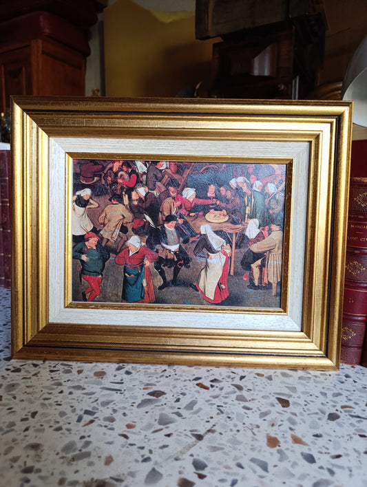 Tableau reproduction Pieter Bruegel Danse paysanne encadré – 31,5 x 39,2 cm