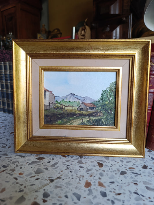 Tableau paysage de campagne – Huile sur toile encadrée – Œuvre originale