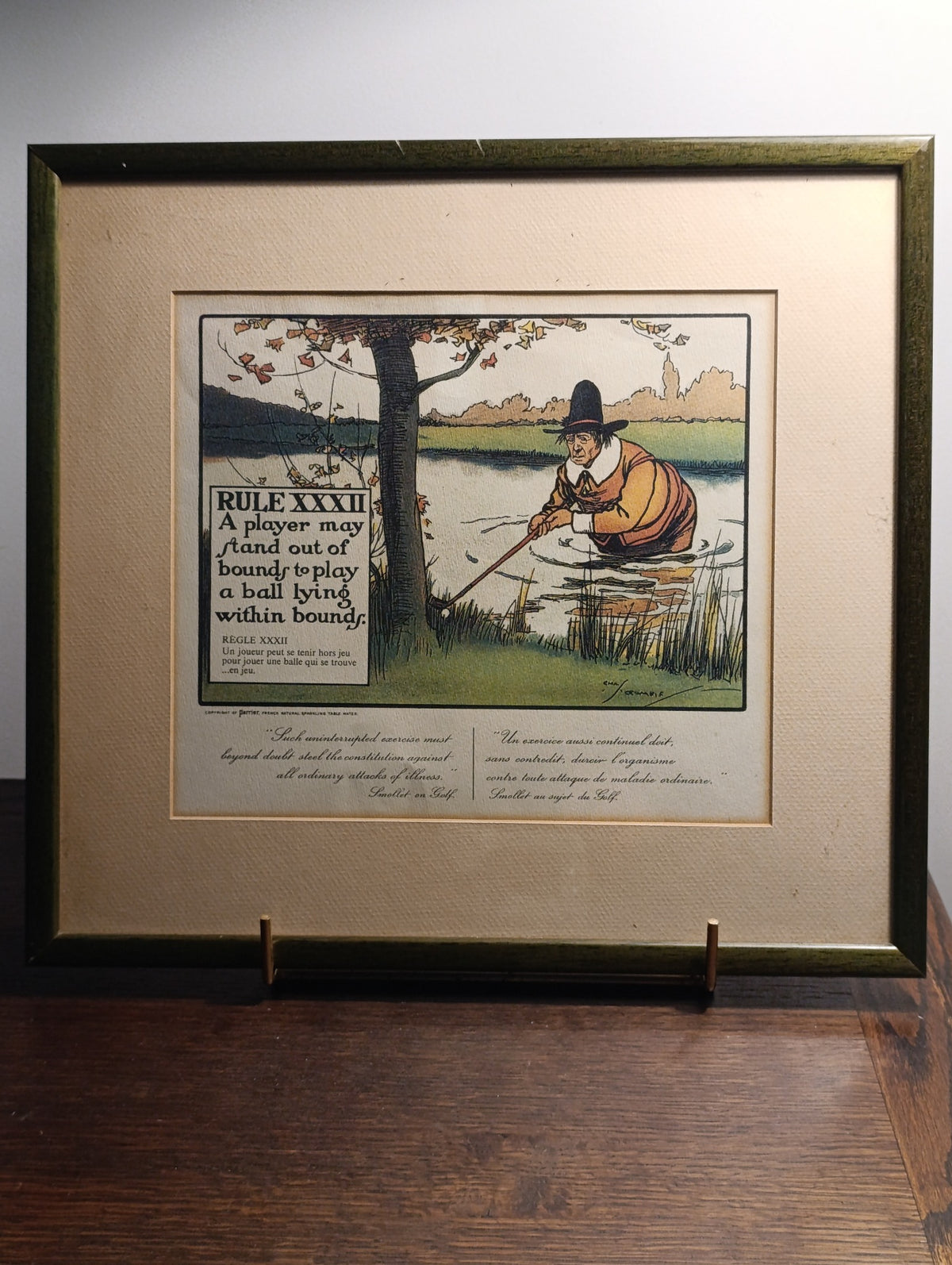 Illustration encadrée de golf d’après Charles Crombie – vue de face